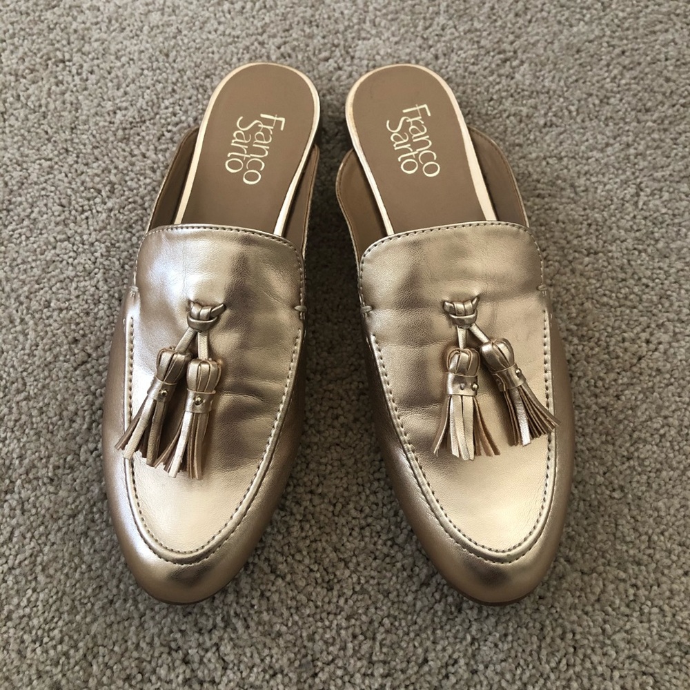 Franco Sarto Gold Loafer Slides